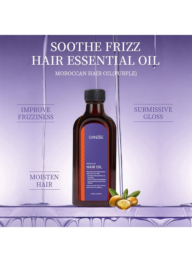  كانزير زيت الشعر المغربي، زيت الشعر الأساسي البنفسجي — يترك الشعر ناعماً ولامعاً، مرطب عميق، مكافحة التجعد، إصلاح الأطراف المتقصفة للشعر الجاف والتالف، زيت علاج الشعر للشعر الجاف والمجعد — 100 مل - Image 4